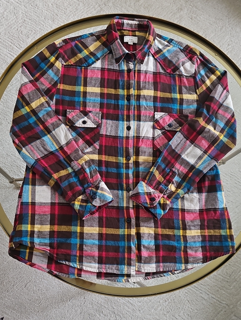 Plaid Flannal Button-Down Shirt in Multicolor - Women